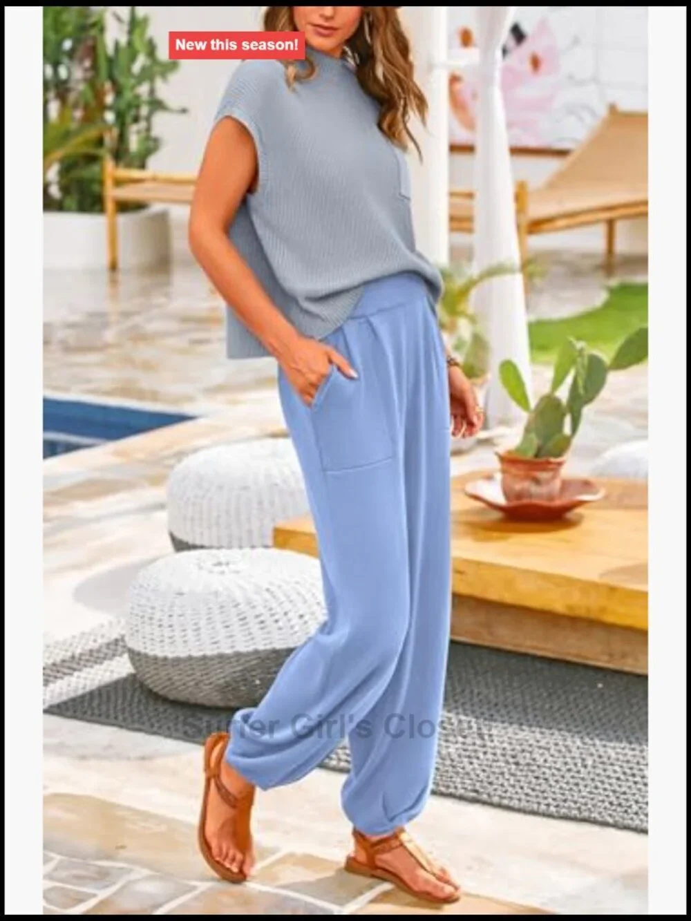 Knit Vest Top and Sweatpants Lounge Set Two Piece Outfit
